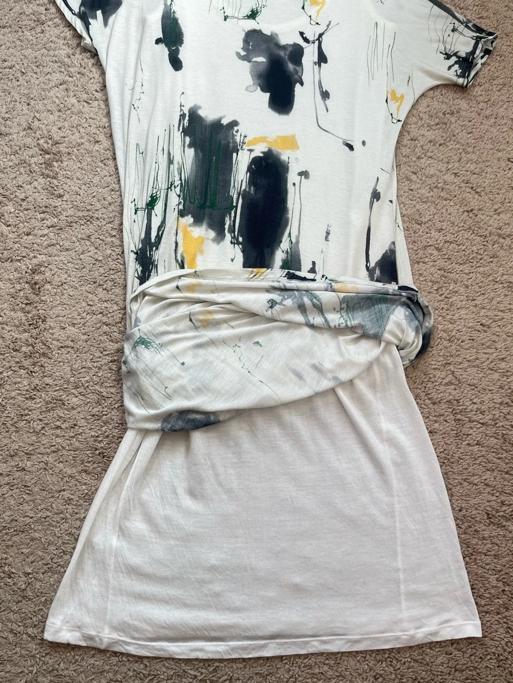 Uma Raquel Davidowicz Drapey Asymmetrical Abstract Paint Splatter Printed Dress - Picture 8 of 16